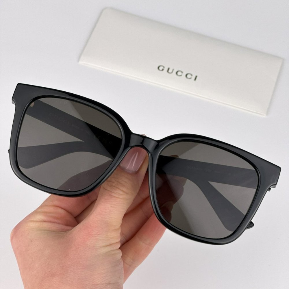 Gucci GG1346SK 002 BRAND NEW Sunglasses Black Brown Polarized Square Unisex
